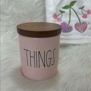Rae Dunn Pink 'Things' Storage Jar with Wooden Lid